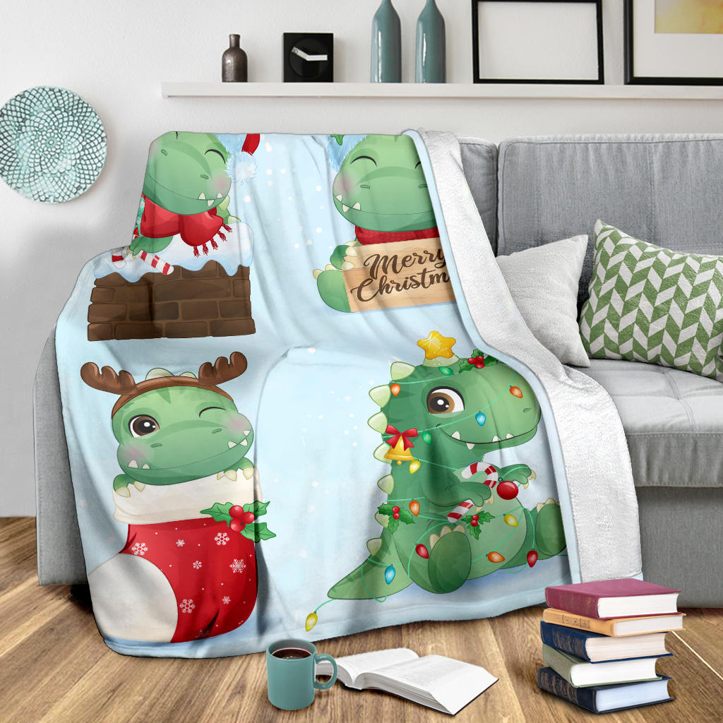 cute dinosaurs merry christmas theme blanket - Top Content | POD Collection | Free Shipping