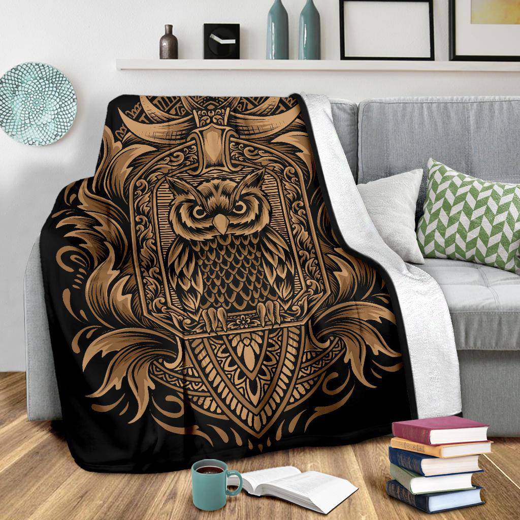 Owl Bird With Vintage Ornaments Premium Blanket - Top Content | POD Collection | Free Shipping