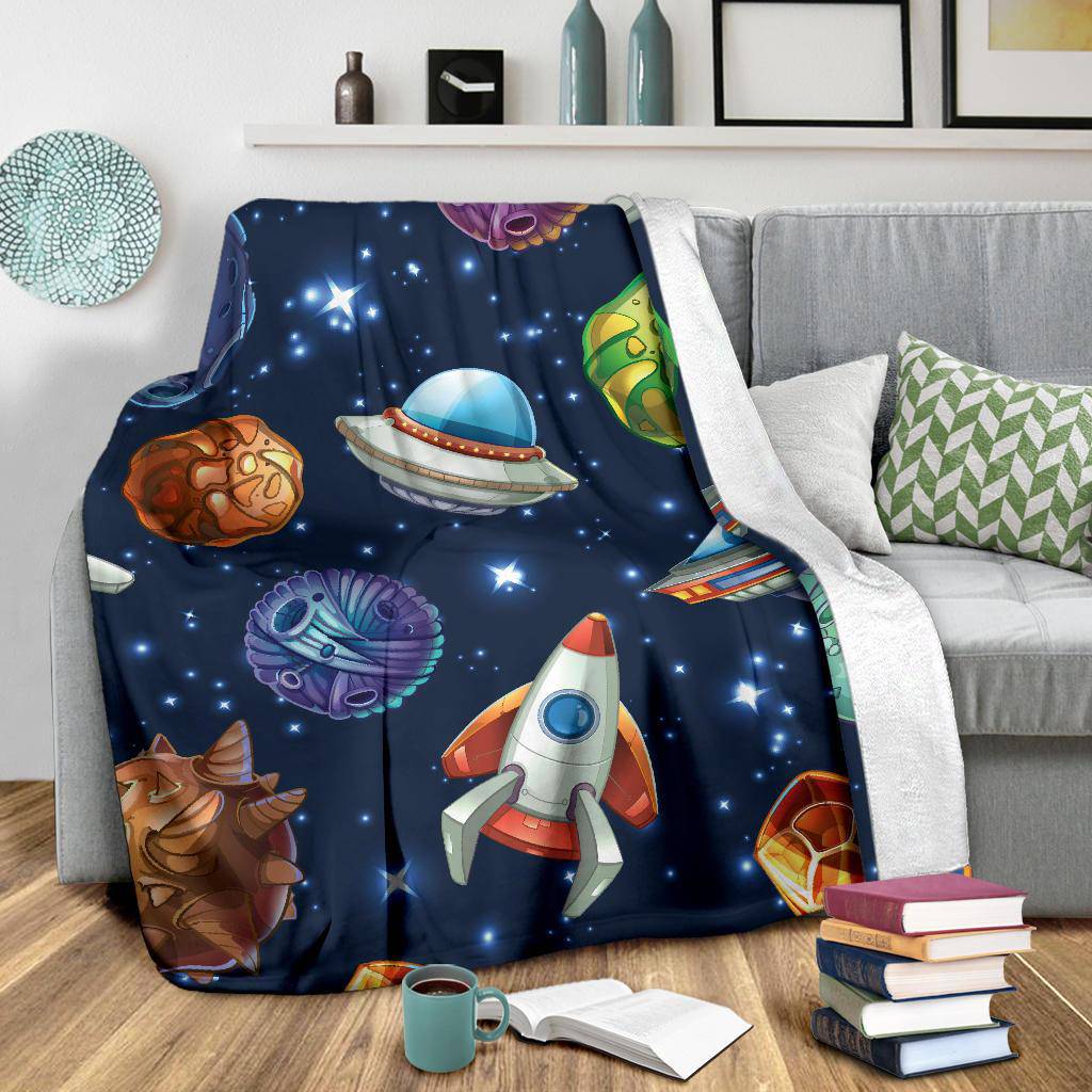 Stars Ships Moons Planet Space Premium Blanket - Top Content | POD Collection | Free Shipping