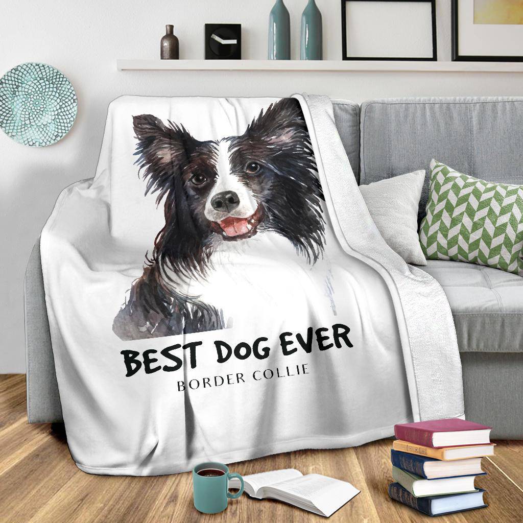 Best Dog Ever Premium Blanket, Border Collie Portrait Drawing - Top Content | POD Collection | Free Shipping