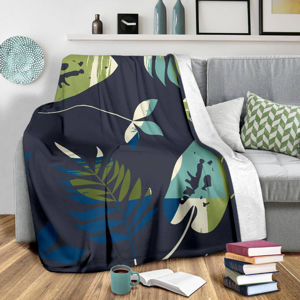 Leaves Nature Green Hand Drawn Premium Blanket - Top Content | POD Collection | Free Shipping