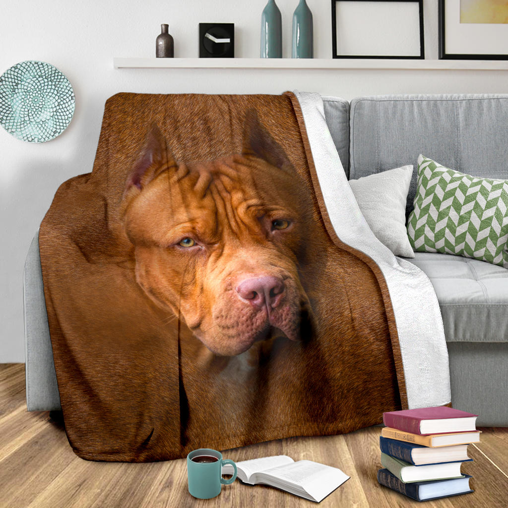 American PitBull Terrier Face Hair Blanket