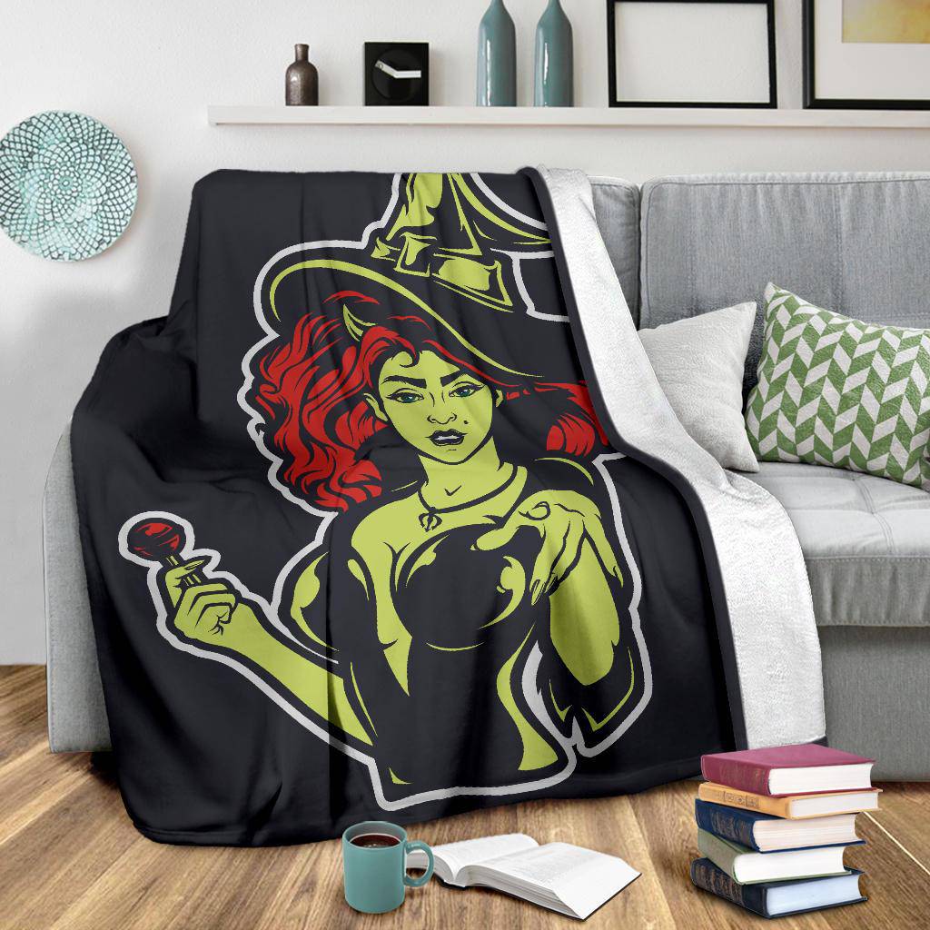 Cool Halloween Witch Cartoon Illustration Premium Blanket - Top Content | POD Collection | Free Shipping