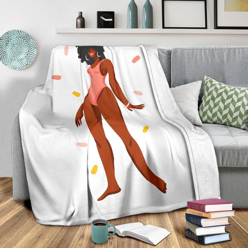 Hand Drawn Afro Woman Cartoon, Summer Premium Blanket - Top Content | POD Collection | Free Shipping