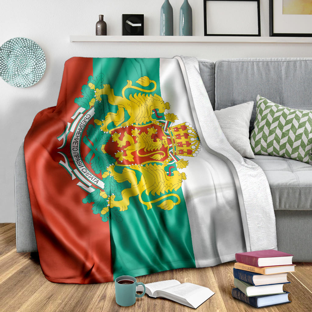 Bulgaria Flag and Coat of Arms Premium Blanket