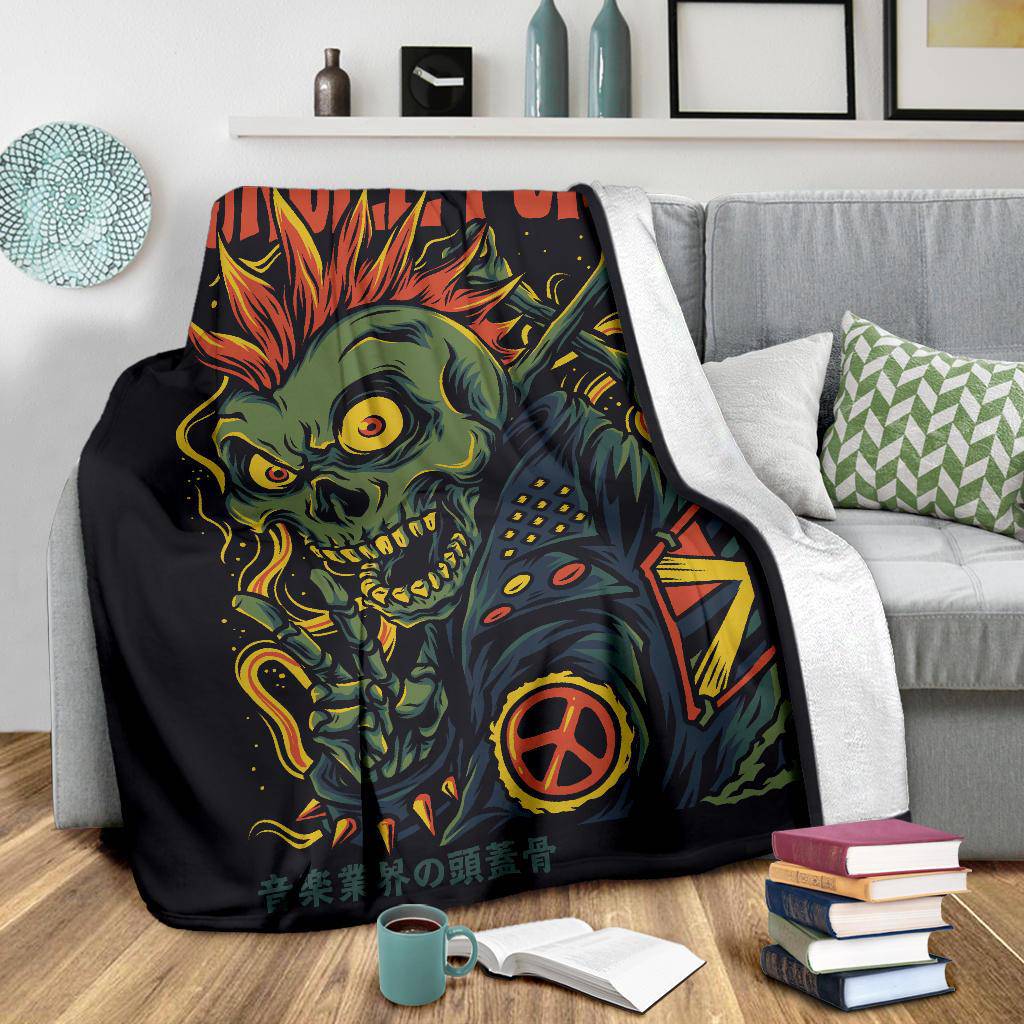 Skull Punk Funny Art Cartoon Premium Blanket - Top Content | POD Collection | Free Shipping