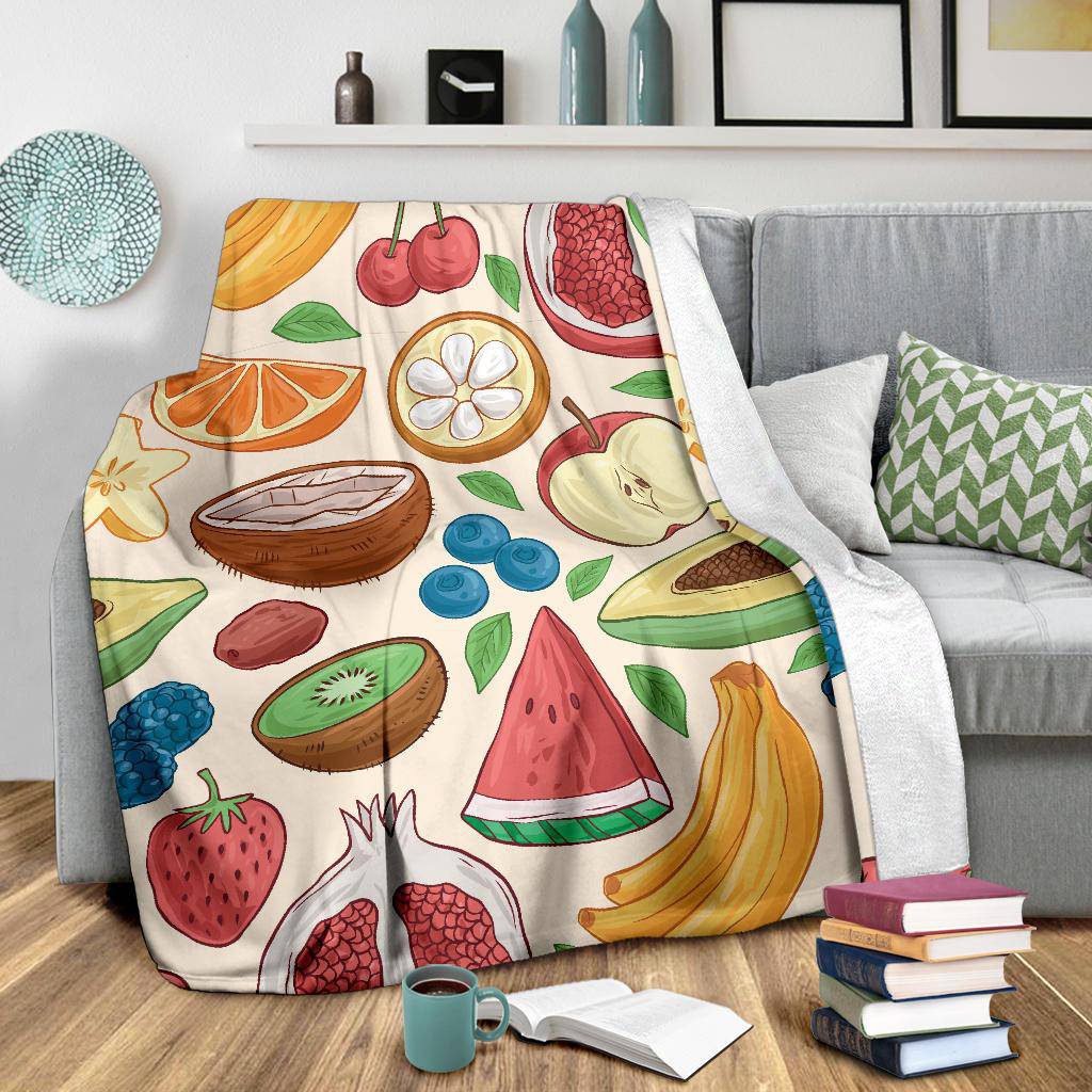 Hand Drawn Fruit Pattern Premium Blanket - Top Content | POD Collection | Free Shipping