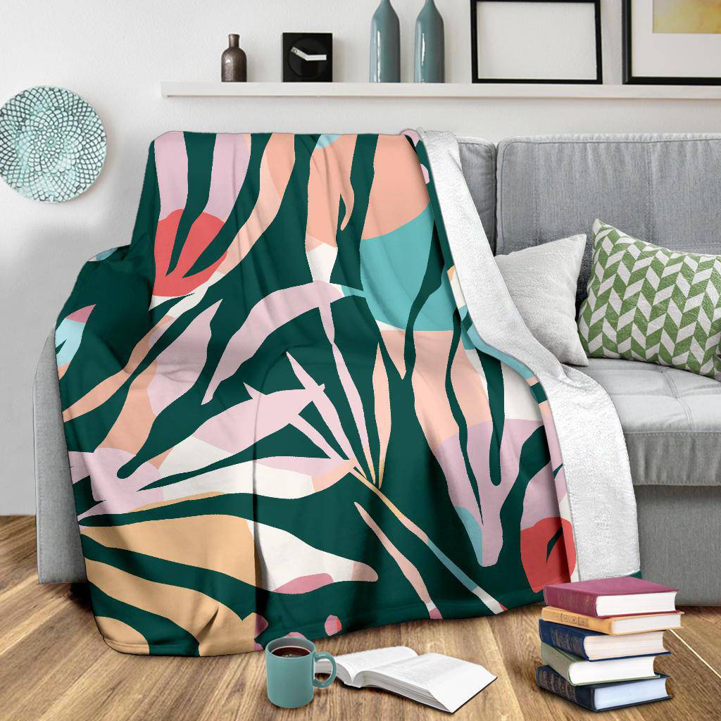 Hand Drawn Colorful Leaves Plant Love Premium Blanket - Top Content | POD Collection | Free Shipping