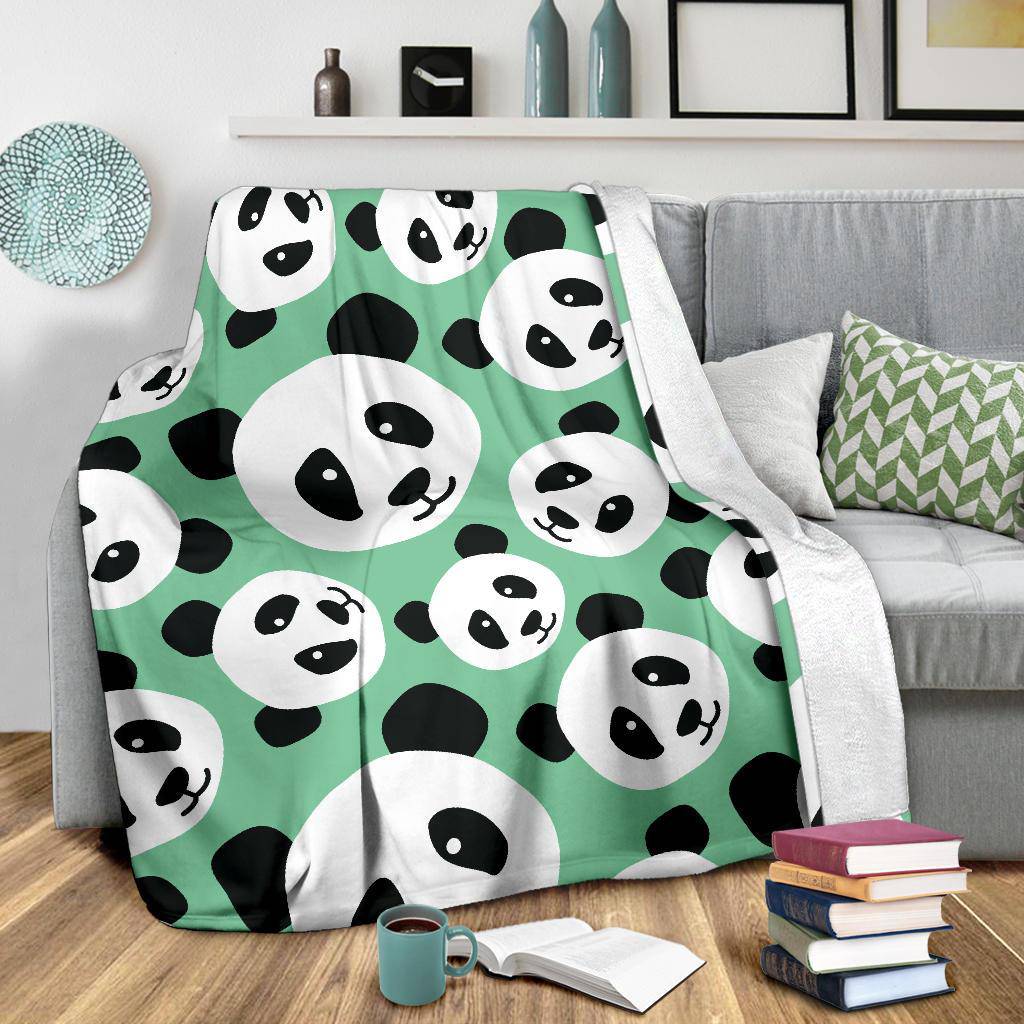 Cute Panda Head Green Premium Blanket - Top Content | POD Collection | Free Shipping