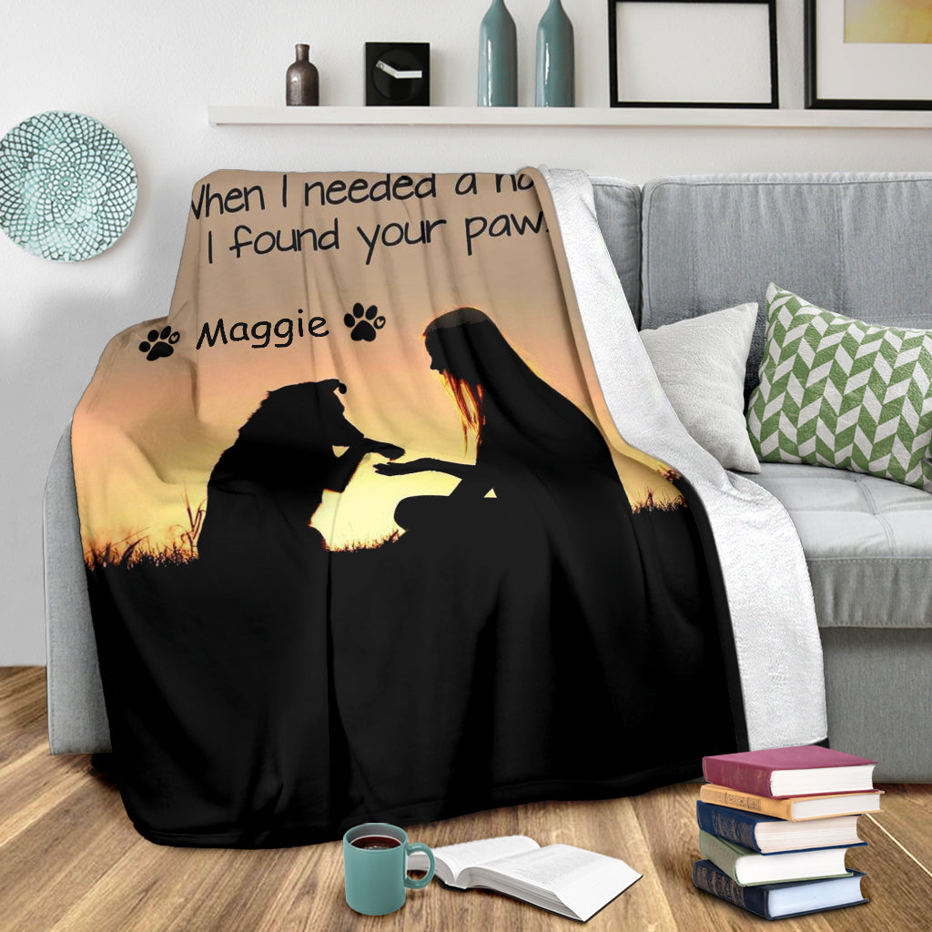 When i needed a hand i found your paw - custom name blanket - Top Content | POD Collection | Free Shipping