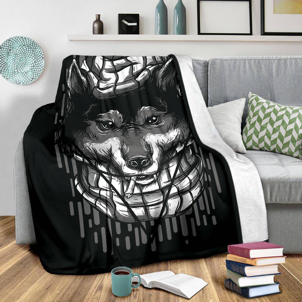 Handsome Wolf Cartoon Premium Blanket - Top Content | POD Collection | Free Shipping