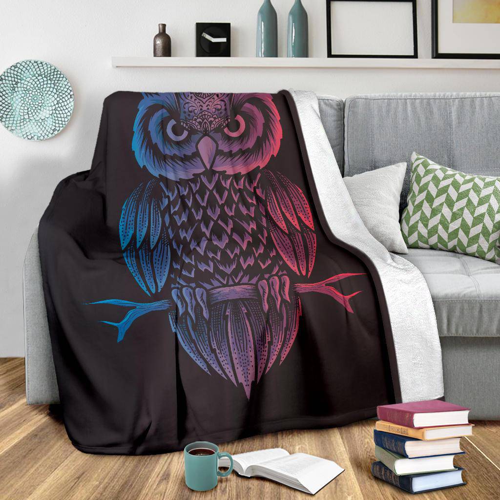 Owl Bird Neon Animal Premium Blanket - Top Content | POD Collection | Free Shipping