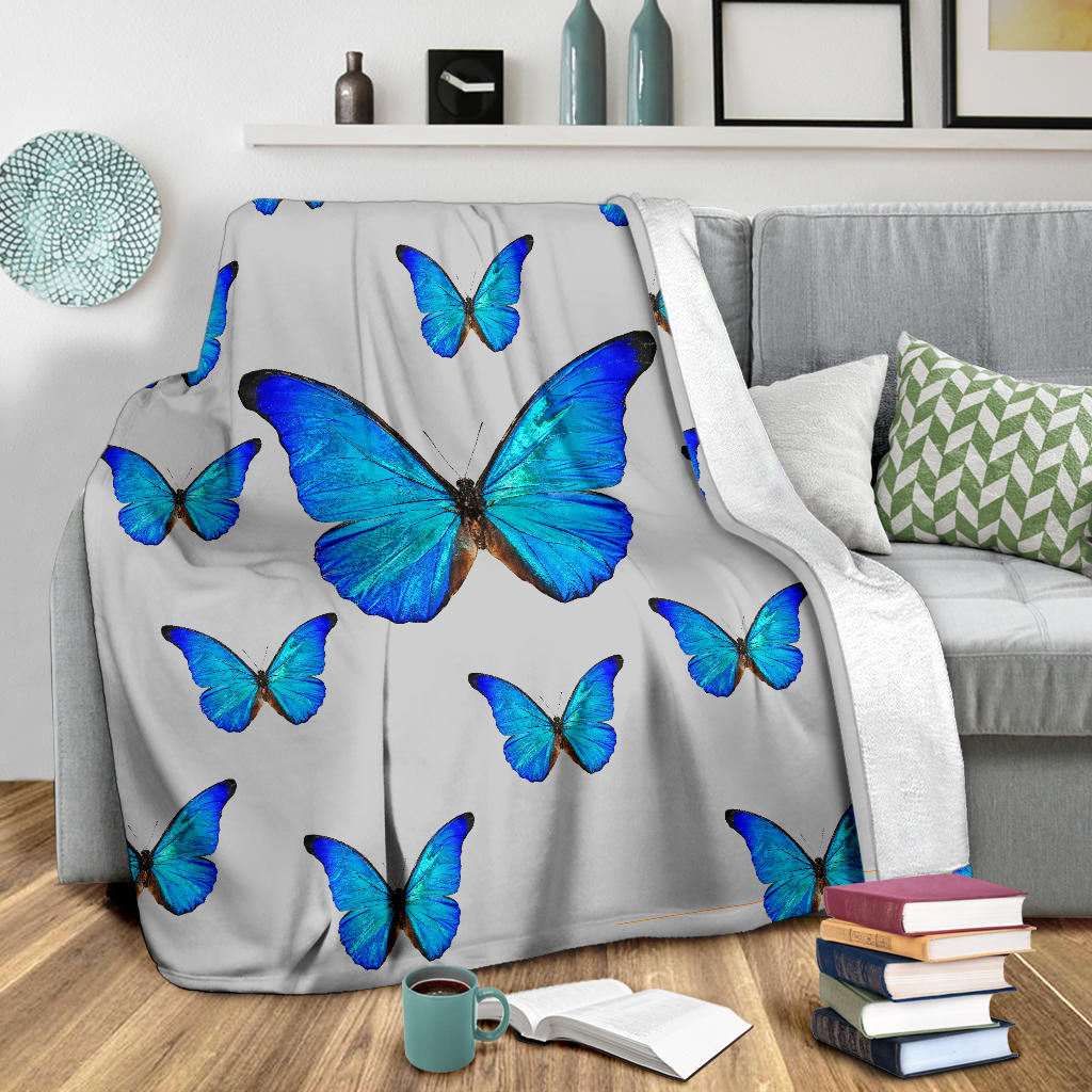 luxury grey blue butterflies blanket - Top Content | POD Collection | Free Shipping