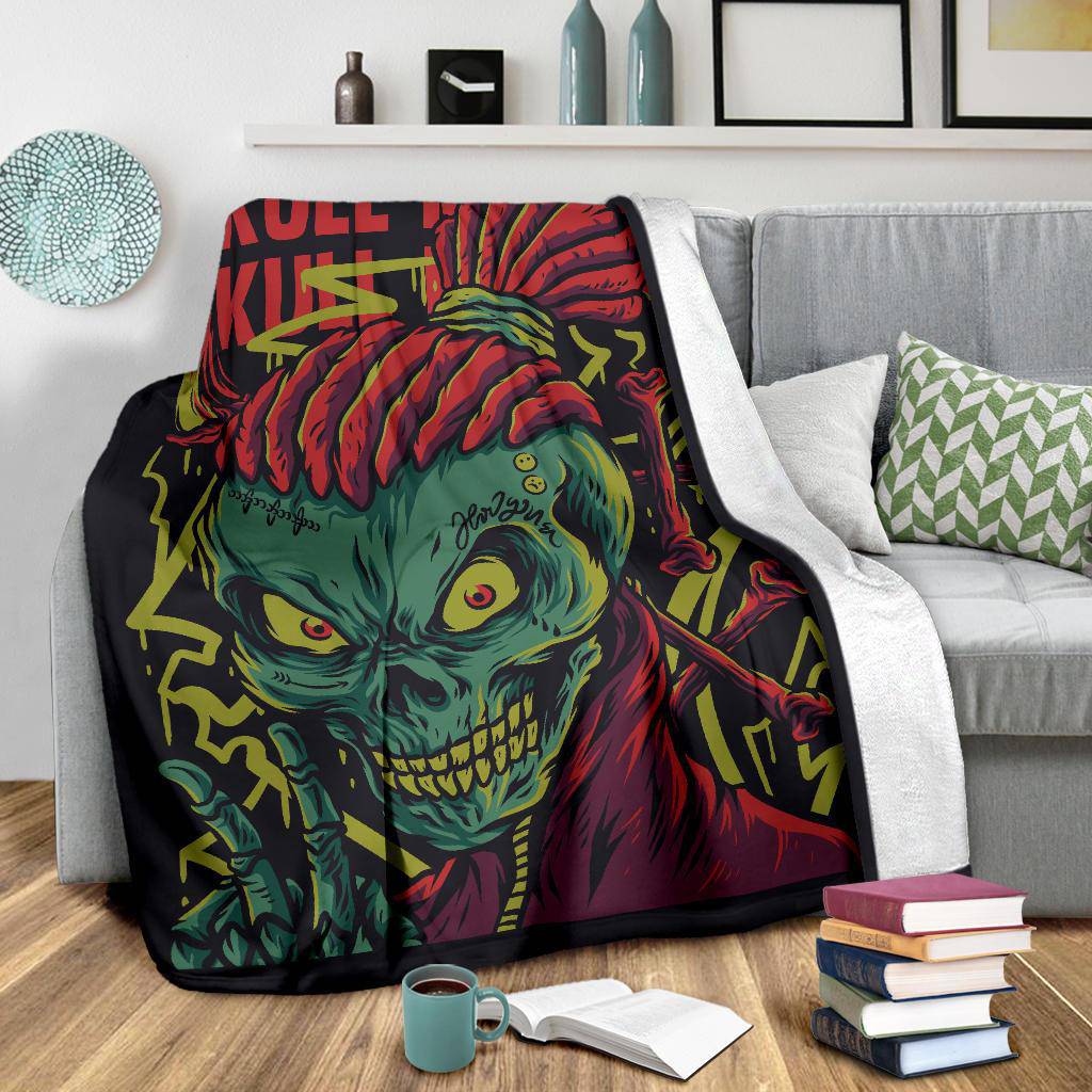 Skull Mumble Rap Music Art Cartoon Premium Blanket - Top Content | POD Collection | Free Shipping