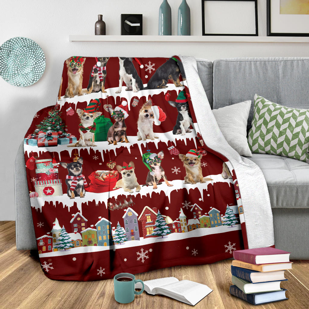 Chihuahua Snow Christmas Blanket