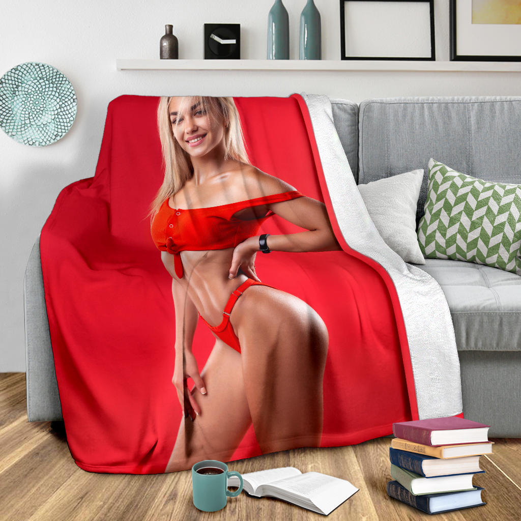 christmas blond girl for a present blanket - Top Content | POD Collection | Free Shipping