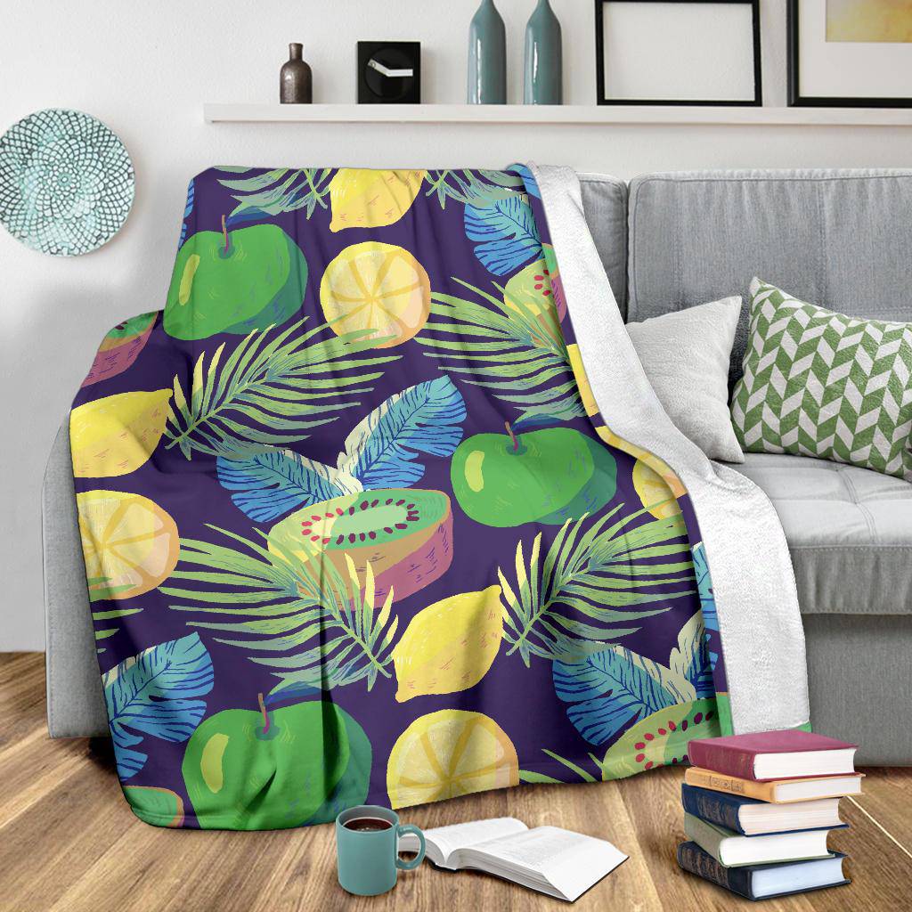 Lemon Kiwi Apple Fruits Pattern Premium Blanket - Top Content | POD Collection | Free Shipping