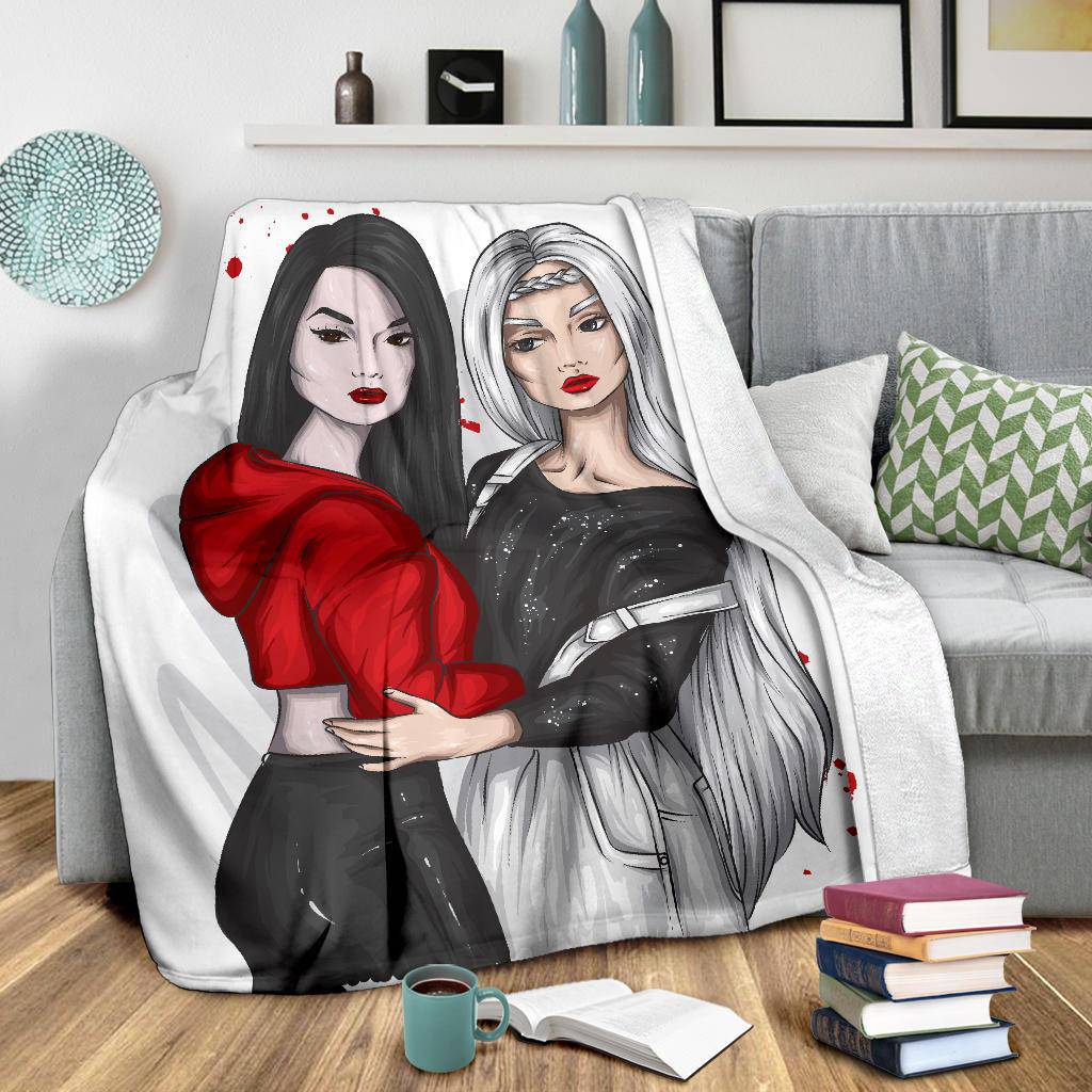 Premium Blanket Beautiful Girlfriends In Stylish Clothes Vector - Top Content | POD Collection | Free Shipping