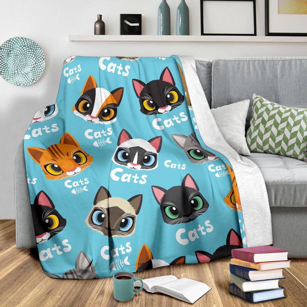 Cute Love Cats Cartoon Pattern Background Premium Blanket - Top Content | POD Collection | Free Shipping