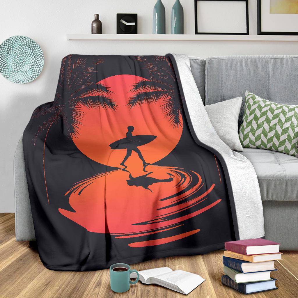 Summer Surfer Palms Beach Premium Blanket - Top Content | POD Collection | Free Shipping