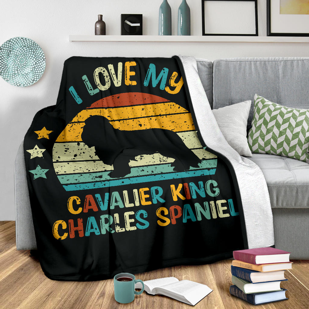 Cavalier King Charles Spaniel Blanket, Cavalier King Charles Spaniel Retro Blanket, Cavalier King Charles Spaniel Throw Blanket, Cavalier King Charles Spaniel Gifts