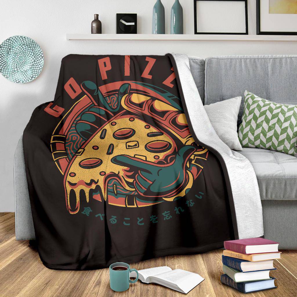 Go Pizza Figure Japanese Art Cartoon Premium Blanket - Top Content | POD Collection | Free Shipping