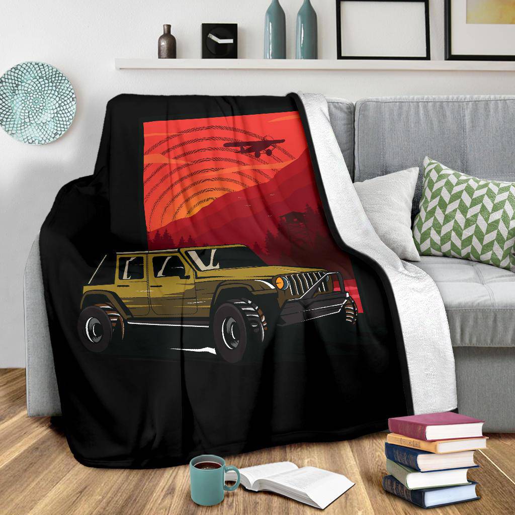 Sunset Car 4x4 Adventure Premium Blanket - Top Content | POD Collection | Free Shipping