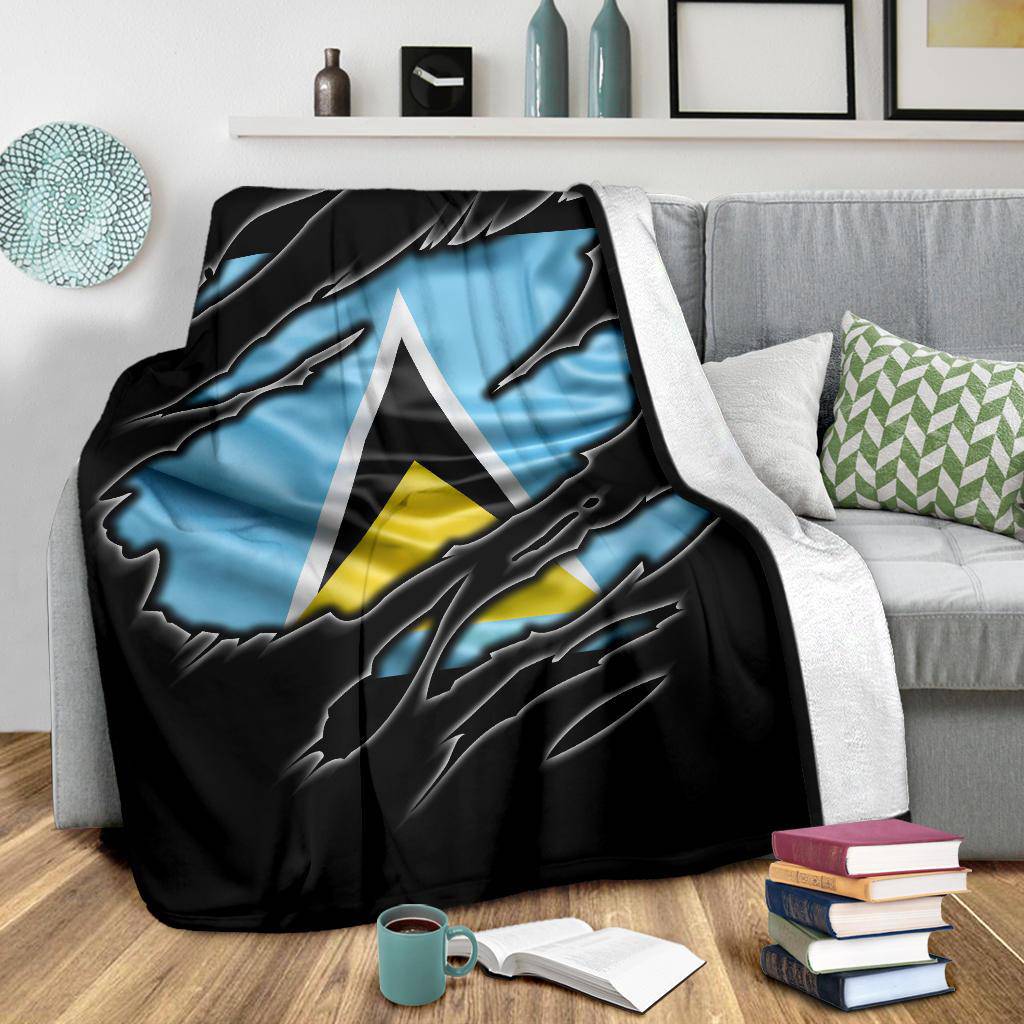 Saint Lucia Flag Premium Blanket - Top Content | POD Collection | Free Shipping