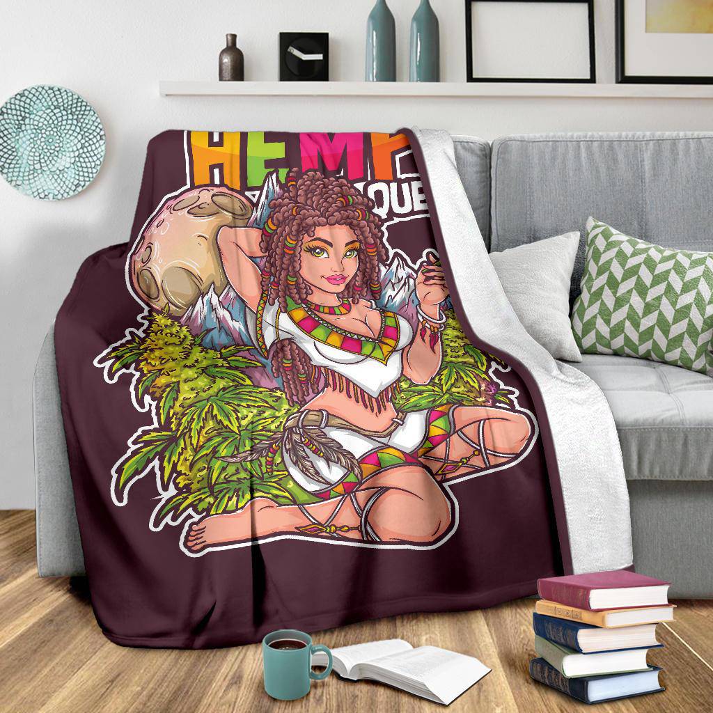 Sexy Woman Smoking Cannabis Weed Hemp Queen Premium Blanket - Top Content | POD Collection | Free Shipping