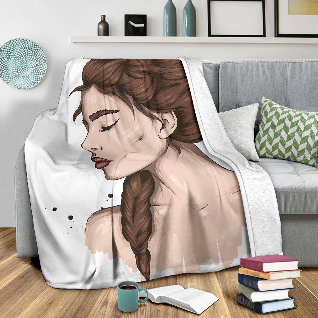 Beautiful Braid Girl Cartoon Premium Blanket - Top Content | POD Collection | Free Shipping