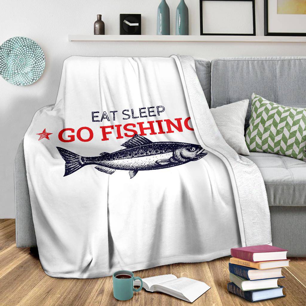 Gift For Fisherman Premium Blanket, Eat Sleep Go Fishing - Top Content | POD Collection | Free Shipping