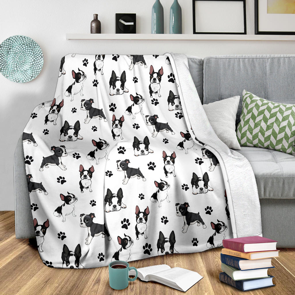 Boston Terrier Paw Blanket