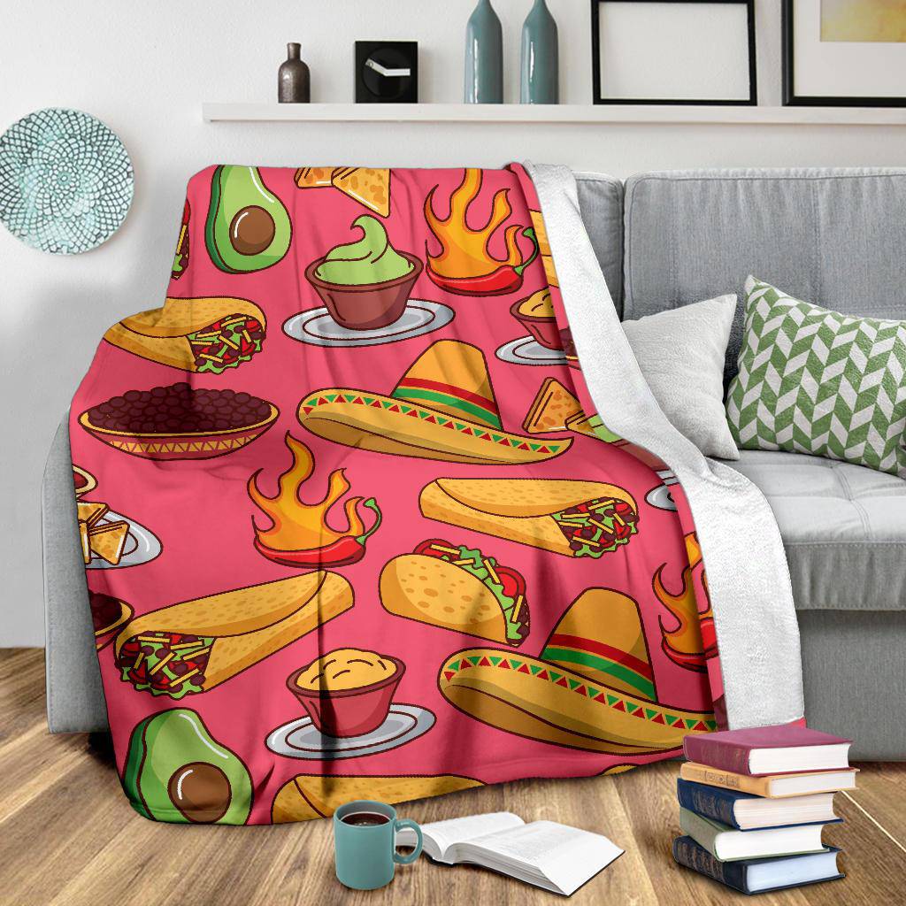 Mexican Food Tacos Hot Chili Sombrero Premium Blanket - Top Content | POD Collection | Free Shipping