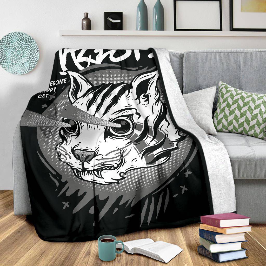 Premium Blanket Cat Drawing Mazestic Awesome Kitten - Top Content | POD Collection | Free Shipping