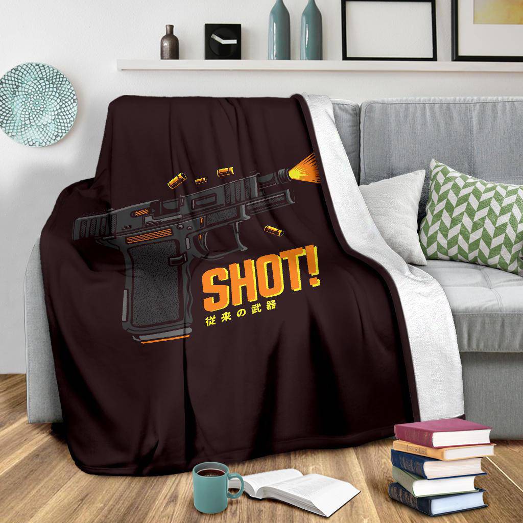 Premium Blanket Gun Pistol Cartoon Shots Fired Background - Top Content | POD Collection | Free Shipping