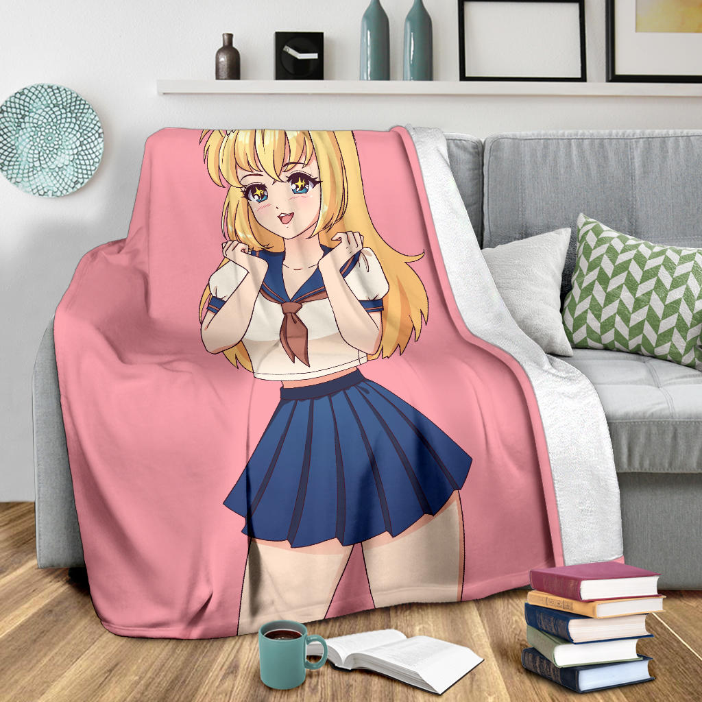 Anime Blond Cat Blanket