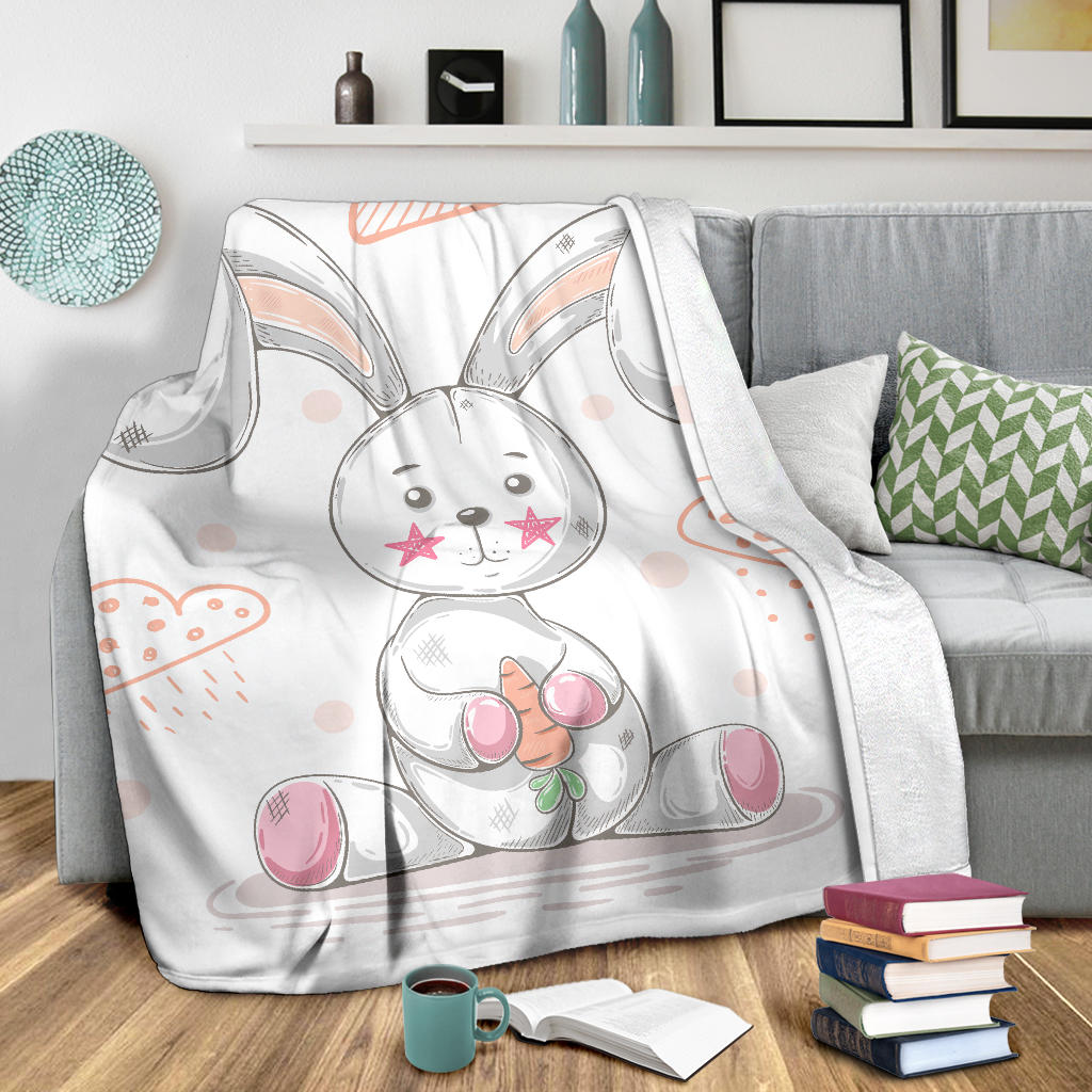 cute teddy rabbit cartoon illustration blanket - Top Content | POD Collection | Free Shipping