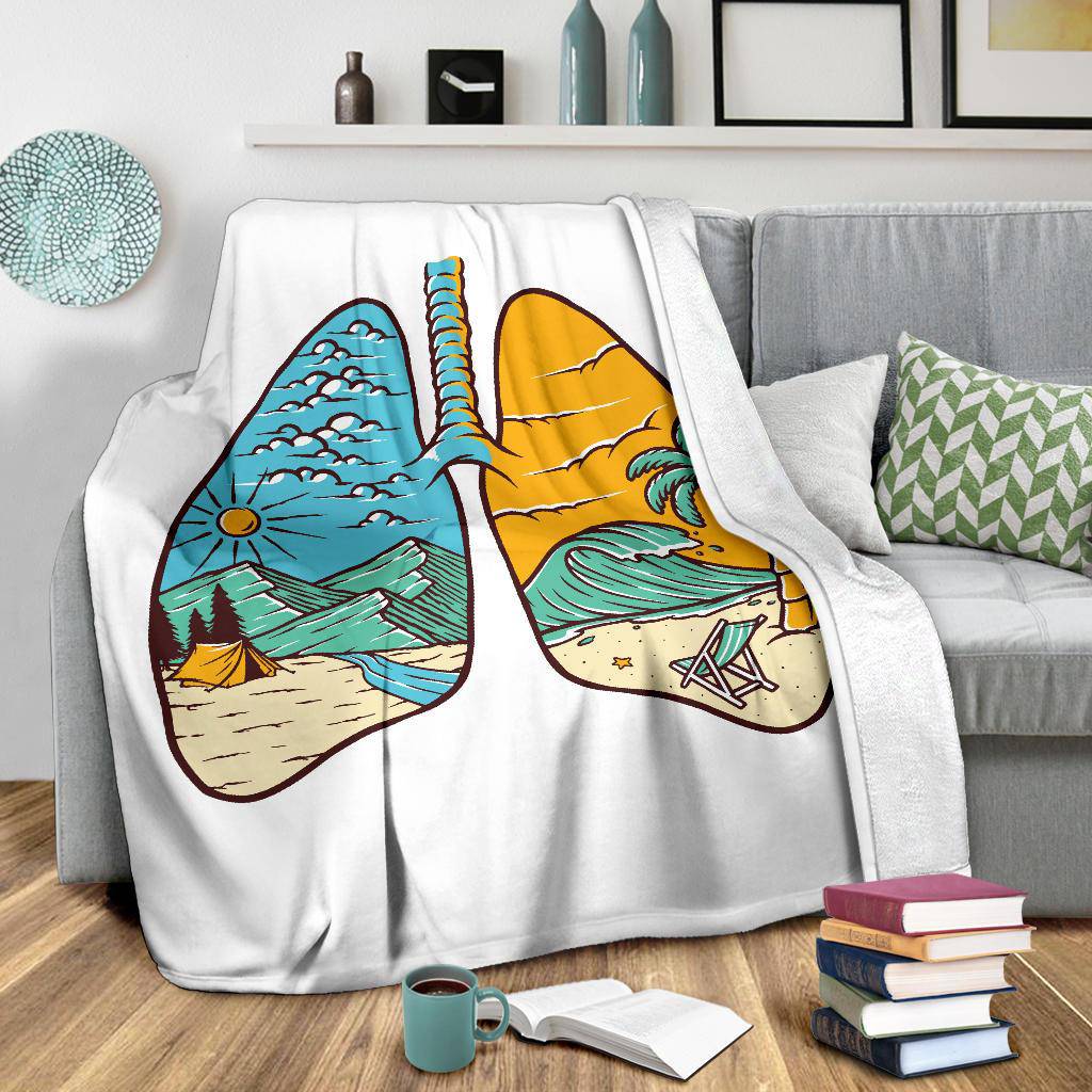 Natural Beach Camping Inside Lung Illustration Premium Blanket - Top Content | POD Collection | Free Shipping