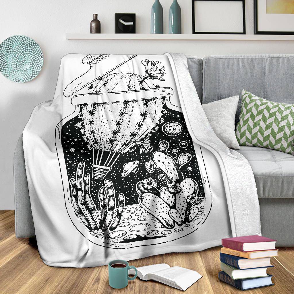 Premium Blanket Cactus Plant Scetch Vintage Style - Top Content | POD Collection | Free Shipping