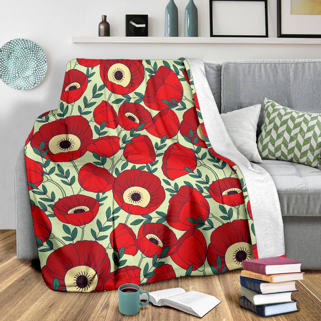 Beautiful Poppie Flowers Plants Premium Blanket - Top Content | POD Collection | Free Shipping