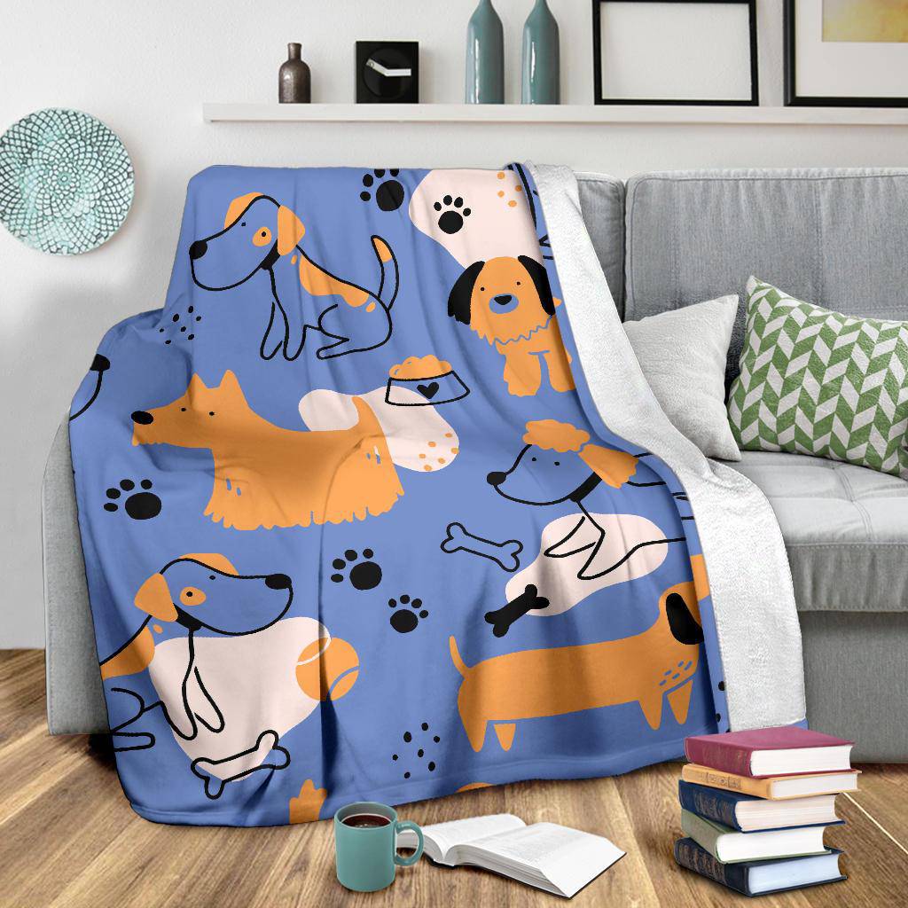 Premium Blanket Cute Dog Puppy Character Background Simple Style - Top Content | POD Collection | Free Shipping