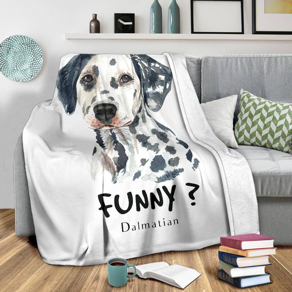 Watercolour Dalmatian Portrait Premium Blanket, Funny Dog Cartoon - Top Content | POD Collection | Free Shipping