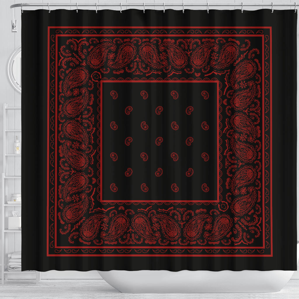 Black and Red Bandana Shower Curtain