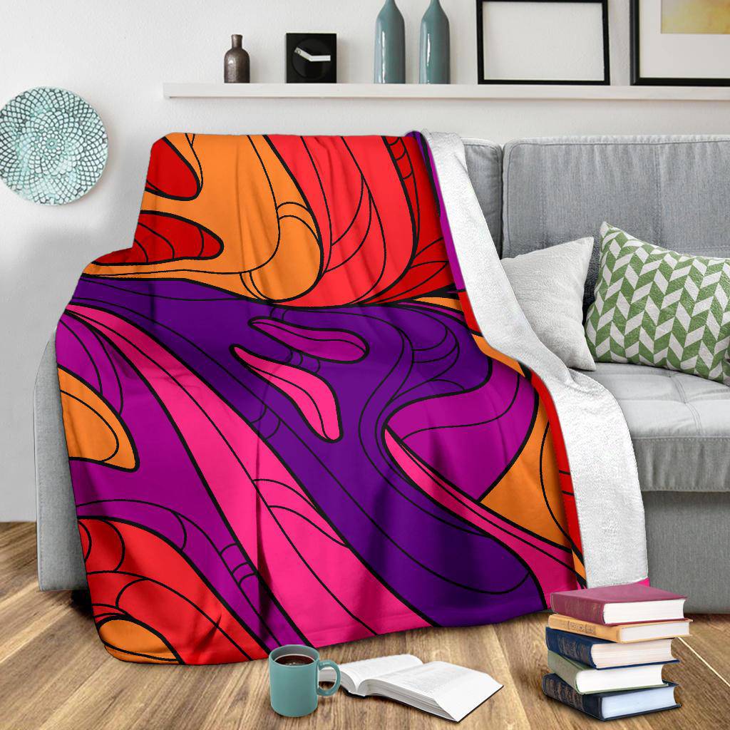 Hand Drawn Coloured Groovy Background Premium Blanket - Top Content | POD Collection | Free Shipping