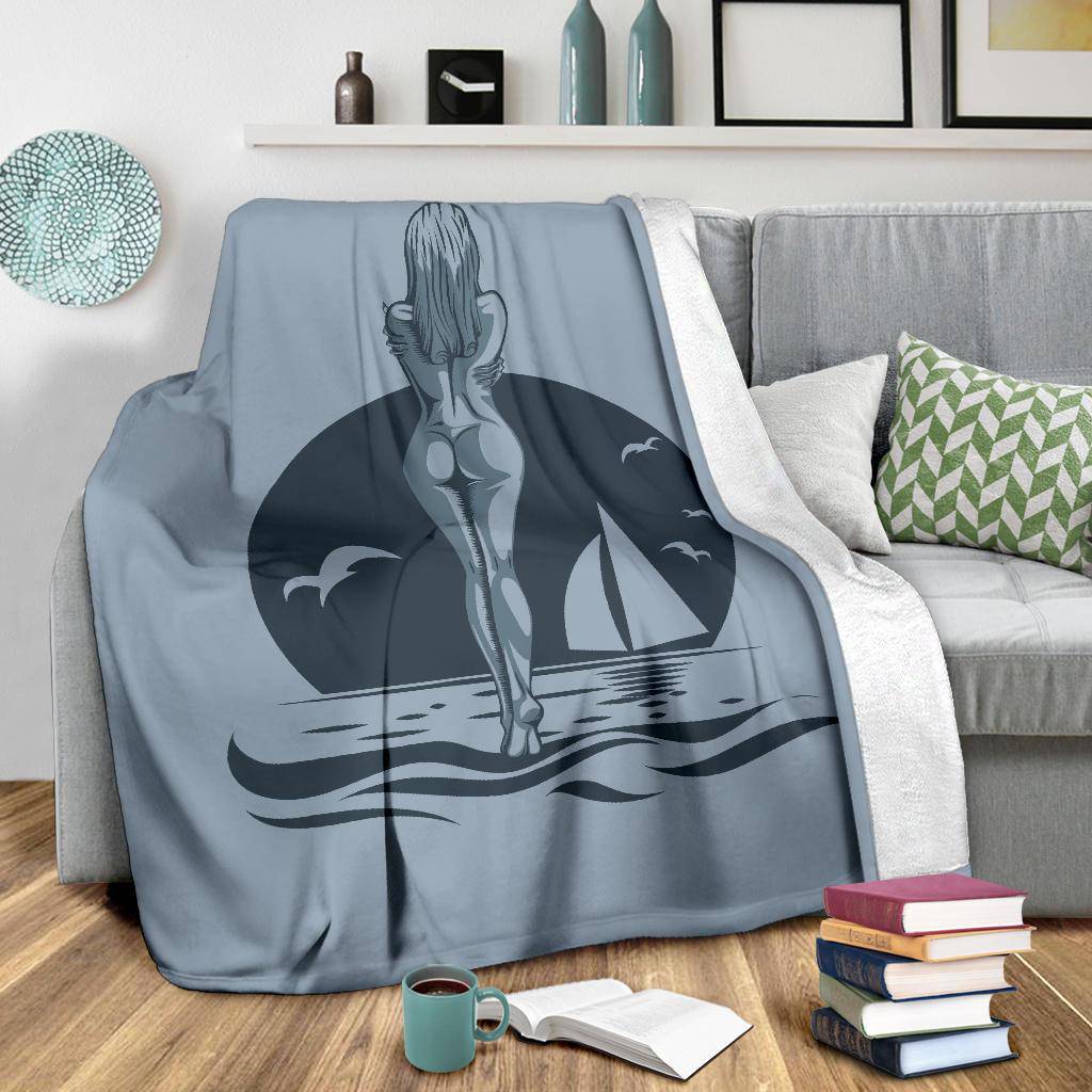 Nude Girl At Sea Sunset Art Premium Blanket - Top Content | POD Collection | Free Shipping