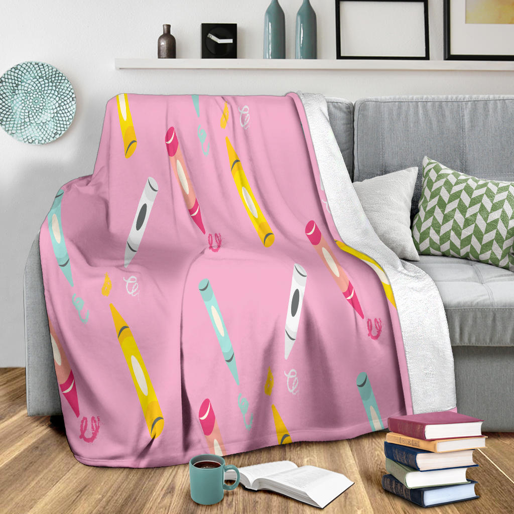 Pink Crayon Fleece Blanket