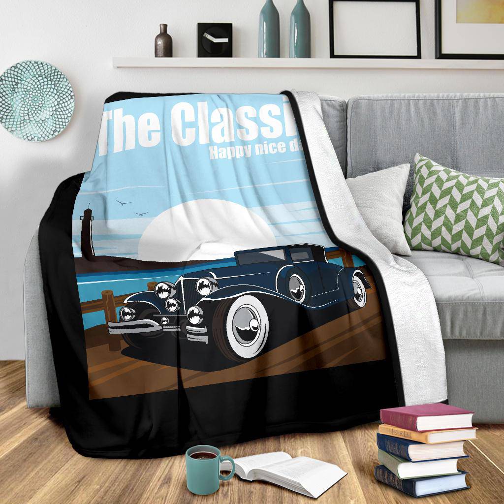 OldSkool Classic Car Cartoon Premium Blanket - Top Content | POD Collection | Free Shipping