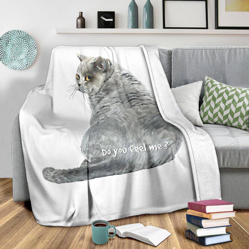 Watercolour Cat Drawing Illustration Premium Blanket, Do you Feel Me - Top Content | POD Collection | Free Shipping