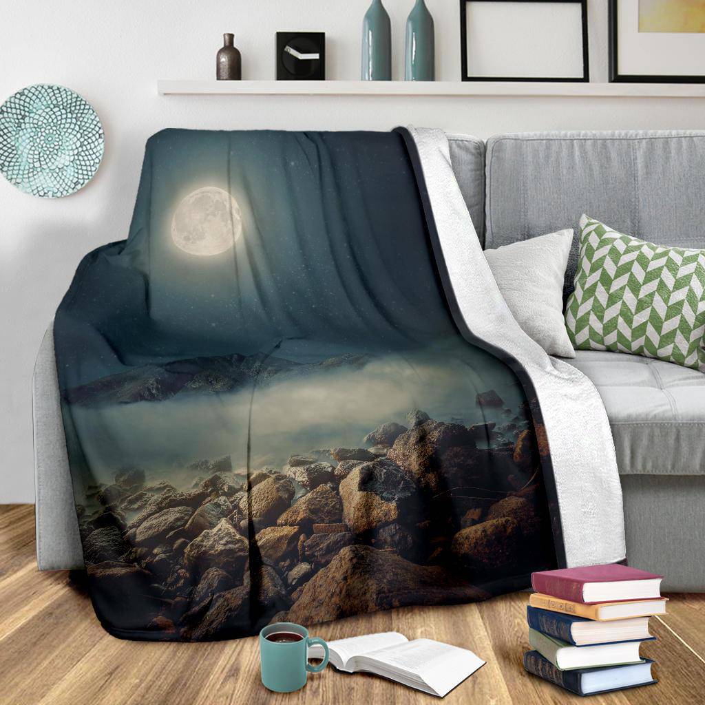 Stones Moon Dark Night Sky Premium Blanket - Top Content | POD Collection | Free Shipping