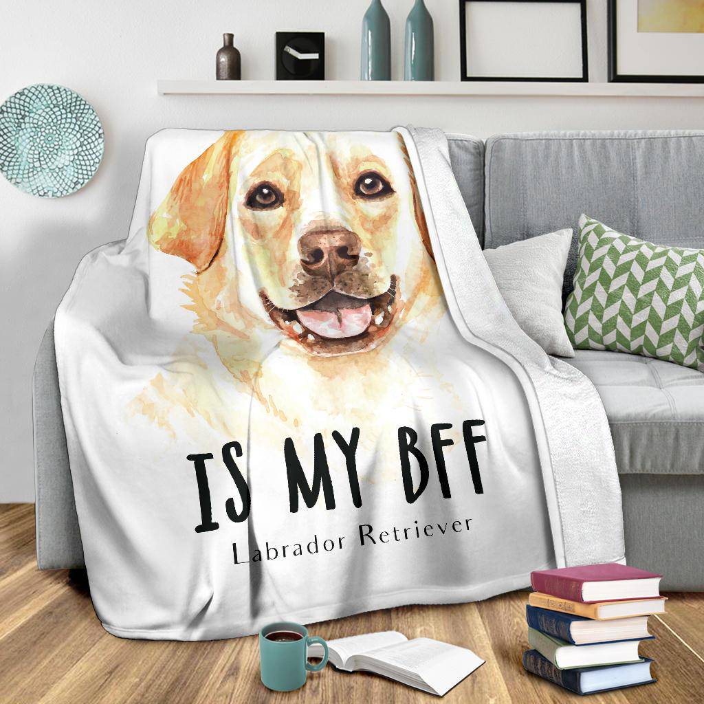 Labrador Retriever Portrait Premium Blanket, Cool Dog Is My BFF Cartoon - Top Content | POD Collection | Free Shipping